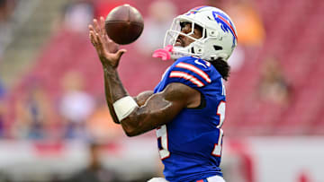 Former Penn State football wide receiver K.J. Hamler during the Buffalo Bills v. Tampa Bay Buccaneers NFL Preseason game