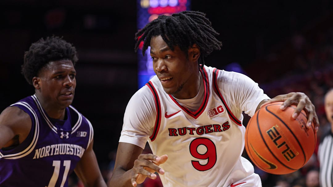 Rutgers Scarlet Knights forward Dylan Grant (9). Credit: Vincent Carchietta-Imagn Images