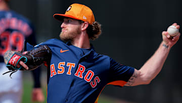 Houston Astros relief pitcher Josh Hader (71) pitches