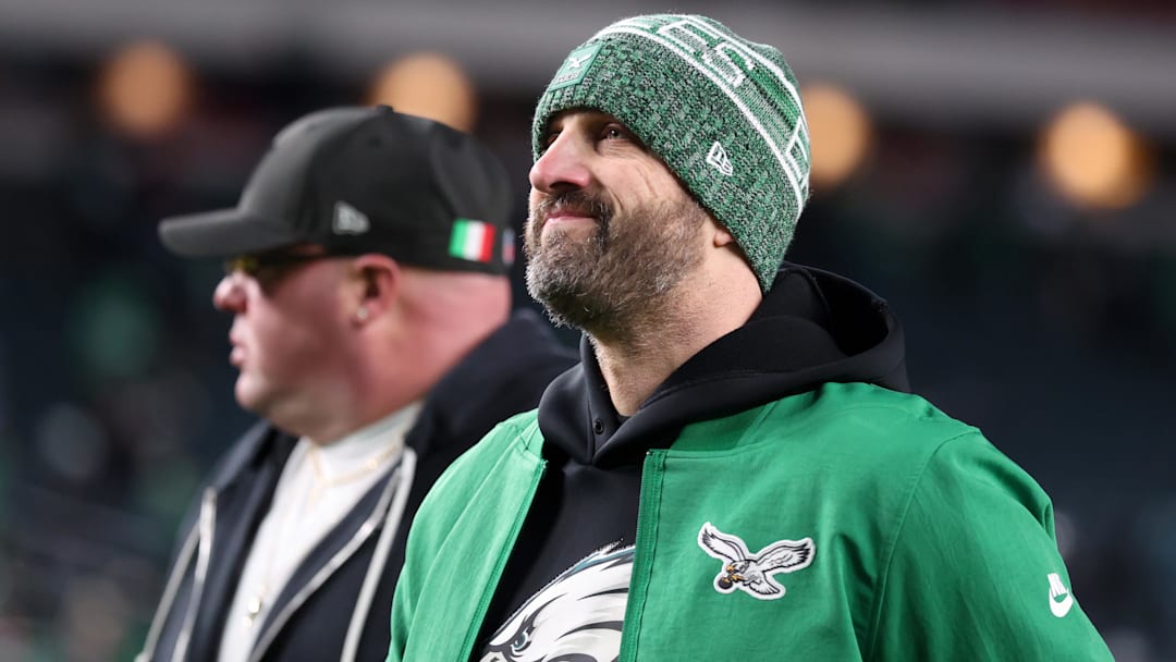 Jan 4, 2026; Philadelphia, Pennsylvania, USA; Philadelphia Eagles head coach Nick Sirianni walks off the field after a loss to the Washington Commanders at Lincoln Financial Field. Mandatory Credit: Bill Streicher-Imagn Images