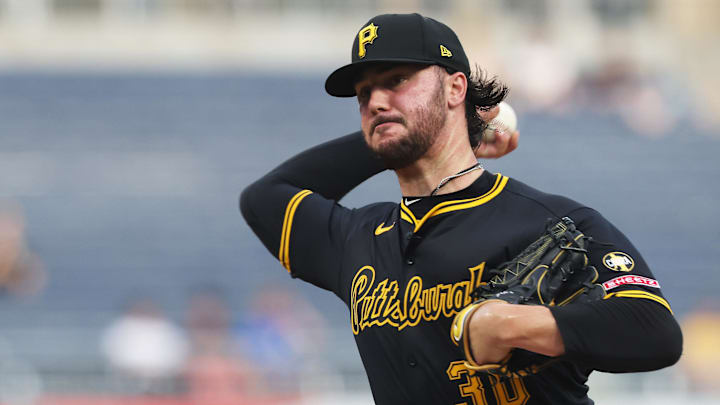 Sep 16, 2025; Pittsburgh, Pennsylvania, USA; Pittsburgh Pirates starting pitcher Paul Skenes (30) delivers a pitch against the Chicago Cubs during the first inning at PNC Park. Mandatory Credit: Charles LeClaire-Imagn Images Sep 16, 2025; Pittsburgh, Pennsylvania, USA; Pittsburgh Pirates starting pitcher Paul Skenes (30) delivers a pitch against the Chicago Cubs during the first inning at PNC Park. Mandatory Credit: Charles LeClaire-Imagn Images