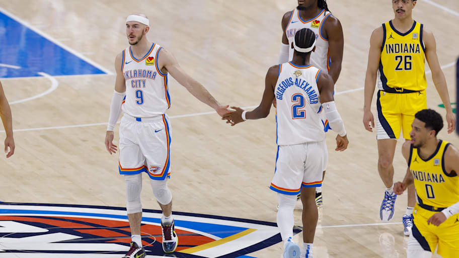Oklahoma City Thunder star Shai Gilgeous-Alexander praised veteran Alex Caruso following a pivotal Game 5 win that has the Thunder on the cusp of a championship. | Alonzo Adams-Imagn Images