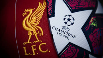 The Liverpool Club Crest with a Champions League Match Ball