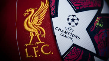 The Liverpool Club Crest with a Champions League Match Ball