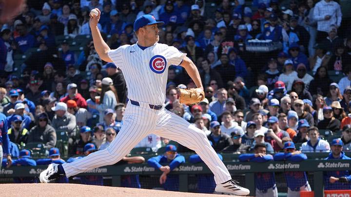 Apr 18, 2026; Chicago, Illinois, USA; Chicago Cubs pitcher Jameson Taillon (50) throws the ball against the New York Mets during the first inning at Wrigley Field. Mandatory Credit: David Banks-Imagn Images
