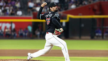 May 5, 2025; Phoenix, Arizona, USA; Arizona Diamondbacks pitcher Jose Castillo against the New York Mets at Chase Field. Mandatory Credit: Mark J. Rebilas-Imagn Images