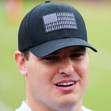 Cincinnati Bengals Trey Hendrickson speaks at a press conference after practice.