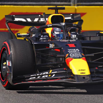 May 4, 2024; Miami Gardens, Florida, USA; Red Bull Racing driver Max Verstappen (1) during F1 qualifying for Miami Grand Prix at Miami International Autodrome. Mandatory Credit: Peter Casey-USA TODAY Sports