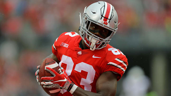 Sep 8, 2018; Columbus, OH, USA; Ohio State Buckeyes wide receiver Terry McLaurin (83) catches a pass for a touchdown against the Rutgers Scarlet Knights in the first half at Ohio Stadium. Mandatory Credit: Aaron Doster-Imagn Images Sep 8, 2018; Columbus, OH, USA; Ohio State Buckeyes wide receiver Terry McLaurin (83) catches a pass for a touchdown against the Rutgers Scarlet Knights in the first half at Ohio Stadium. Mandatory Credit: Aaron Doster-Imagn Images