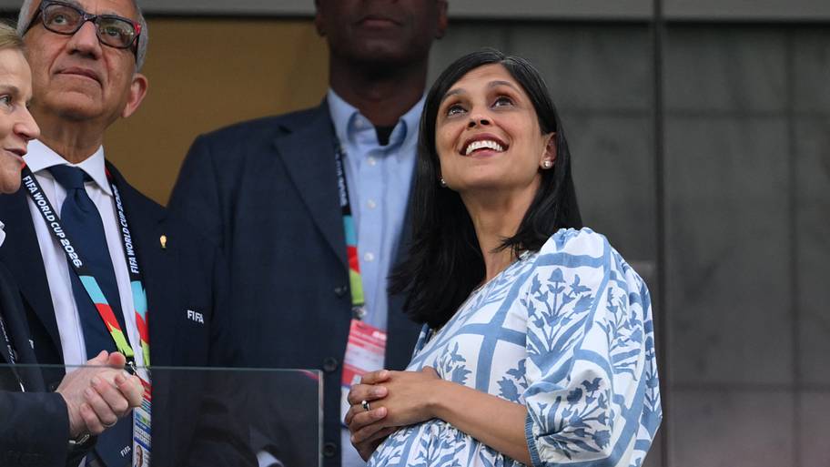 Lady Usha Vance watching on.