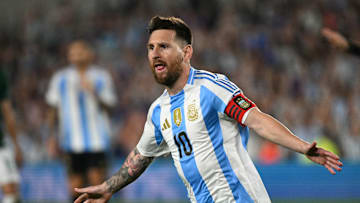 Lionel Messi celebrates against Bolivia 