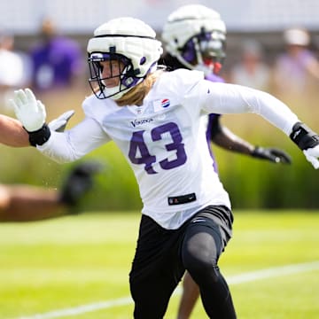 Vikings OLB Andrew Van Ginkel at a training camp practice.