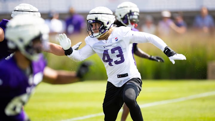 Vikings OLB Andrew Van Ginkel at a training camp practice.