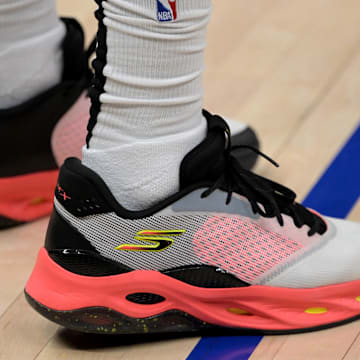 Philadelphia 76ers center Joel Embiid wears the The Skechers SKX FLOAT basketball shoes.