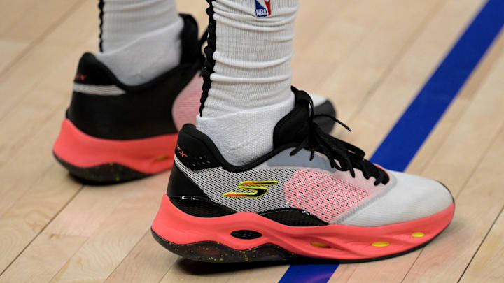 Philadelphia 76ers center Joel Embiid wears the The Skechers SKX FLOAT basketball shoes.