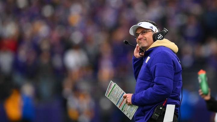Nov 29, 2025; Seattle, Washington, USA; Washington Huskies head coach Jedd Fisch during the second half against the Oregon Ducks at Husky Stadium. Mandatory Credit: Steven Bisig-Imagn Images