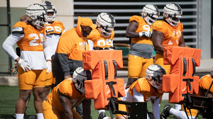 Tennessee defensive line coach Rodney Garner during football practice on Thursday, April 22, 2021.
Kns Ut Practice Tennessee defensive line coach Rodney Garner during football practice on Thursday, April 22, 2021.
Kns Ut Practice