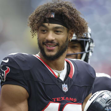 Aug 17, 2024; Houston, Texas, USA; Houston Texans wide receiver Xavier Hutchinson (19) before the game against the New York Giants at NRG Stadium. Mandatory Credit: Troy Taormina-USA TODAY Sports