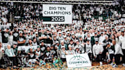 The Michigan State basketball and hockey teams celebrate their Big Ten regular-season championships Sunday.