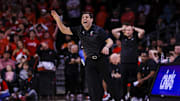 Mar 5, 2025; Cincinnati, Ohio, USA; Cincinnati Bearcats head coach Wes Miller yells to his team in the second half against the Kansas State Wildcats at Fifth Third Arena. Mandatory Credit: Katie Stratman-Imagn Images