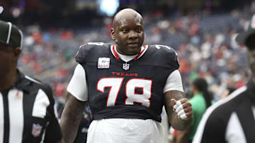 Sep 29, 2024; Houston, Texas, USA; Houston Texans offensive tackle Laremy Tunsil (78) during the game against the Jacksonville Jaguars at NRG Stadium. Mandatory Credit: Troy Taormina-Imagn Images