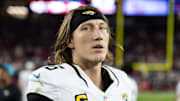 Jacksonville Jaguars quarterback Trevor Lawrence (16) against the Arizona Cardinals at State Farm Stadium. 