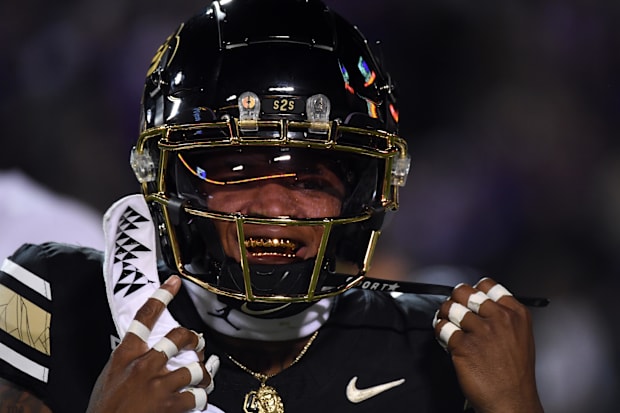 Oct 12, 2024; Boulder, Colorado, USA; Colorado Buffaloes wide receiver Jimmy Horn Jr. (5) before the game against the Kansas 