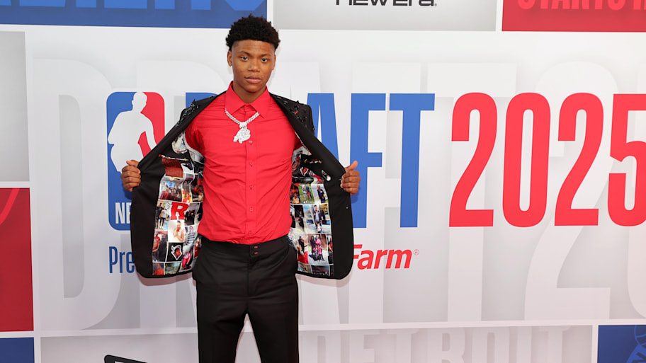 Ace Bailey arrives before the first round of the 2025 NBA Draft at Barclays Center.  | Brad Penner-Imagn Images