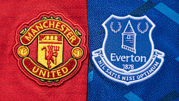The Manchester United and Everton Club Badges