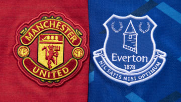 The Manchester United and Everton Club Badges