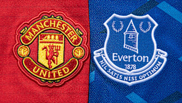 The Manchester United and Everton Club Badges