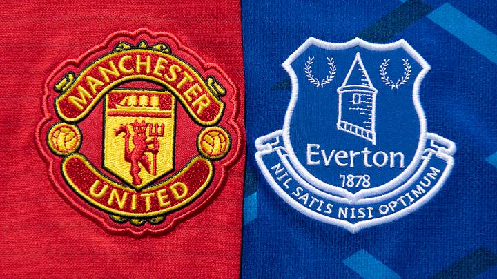 The Manchester United and Everton Club Badges