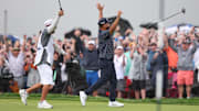 Spaun reacts after canning the clinching putt.