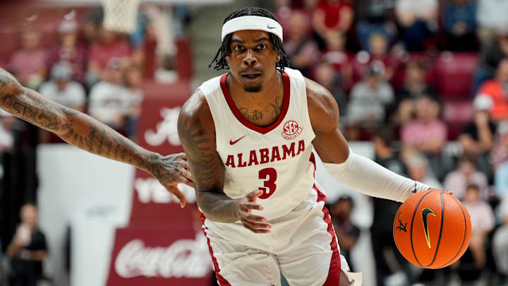 Alabama guard Latrell Wrightsell Jr. brings the ball up the court in a recent game.