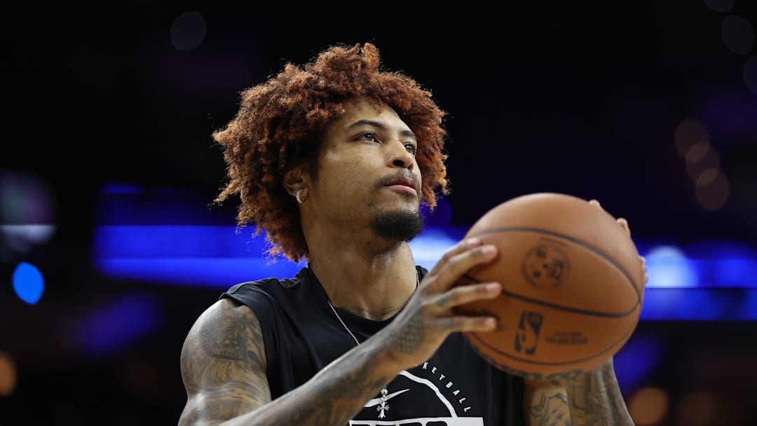 Oct 25, 2025; Philadelphia, Pennsylvania, USA; Philadelphia 76ers guard Kelly Oubre Jr. before action against the Charlotte Hornets at Xfinity Mobile Arena. Mandatory Credit: Bill Streicher-Imagn Images