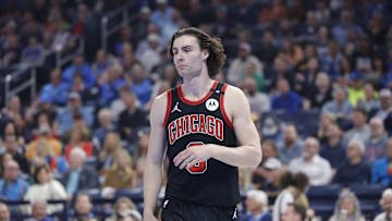 Mar 31, 2025; Oklahoma City, Oklahoma, USA; Chicago Bulls guard Josh Giddey (3) stands during the first quarter against the Oklahoma City Thunder at Paycom Center. Mandatory Credit: Alonzo Adams-Imagn Images