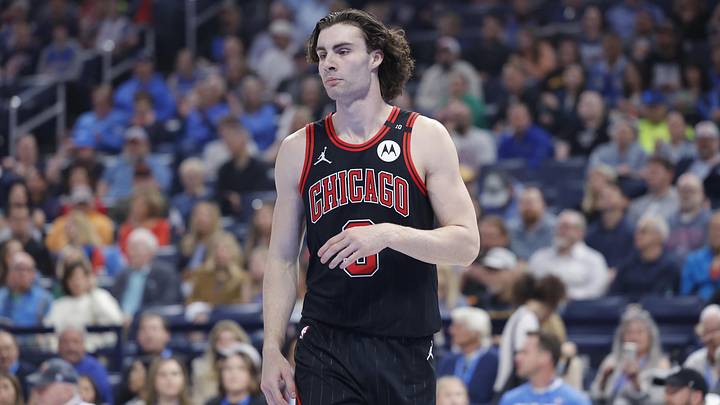 Mar 31, 2025; Oklahoma City, Oklahoma, USA; Chicago Bulls guard Josh Giddey (3) stands during the first quarter against the Oklahoma City Thunder at Paycom Center. Mandatory Credit: Alonzo Adams-Imagn Images