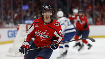 Sonny Milano, Washington Capitals Mandatory Credit: Geoff Burke-Imagn Images