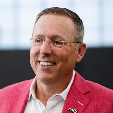 Cincinnati head football coach Scott Satterfield, Wednesday, June 11, 2025, at Sheakley Indoor Performance Center in Cincinnati.
