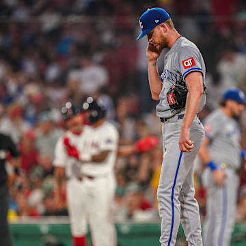 Aug 4, 2025; Boston, Massachusetts, USA; Kansas City Royals pitcher Bailey Falter (36) on the mound against the Boston Red Sox in the third inning at Fenway Park. Mandatory Credit: David Butler II-Imagn Images