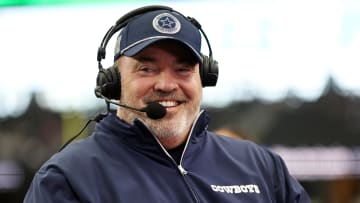 Aug 24, 2024; Arlington, Texas, USA; Dallas Cowboys head coach Mike McCarthy talks to the media before the game against the Los Angeles Chargers at AT&T Stadium. Mandatory Credit: Tim Heitman-USA TODAY Sports