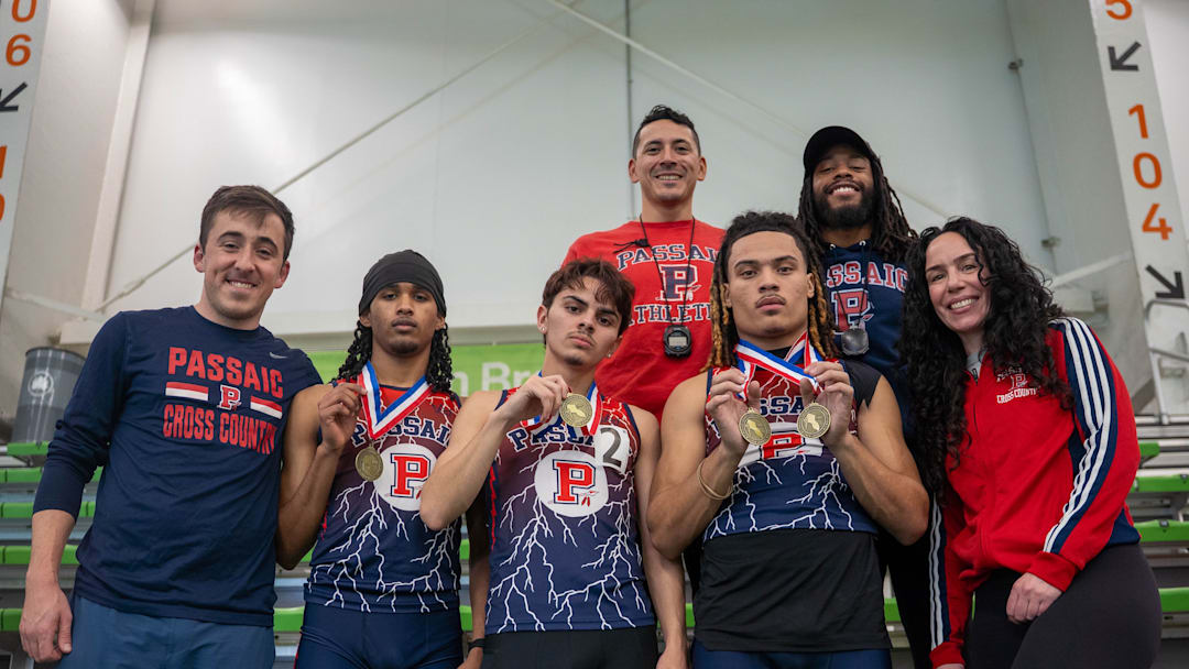 Left To Right: Coach Danny Dugan, Jeremi Jimenez, Omar Tirado, Justin Griffin, Coach Denise DiPaolo. Above, Left: Coach Michael Bravo, Right: Bryan "Speedy" Sheppard Jr