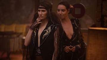 (L-R) Agatha Harkness (Kathryn Hahn) and Rio Vidal (Aubrey Plaza) in Marvel Television's AGATHA ALL ALONG, exclusively on Disney+. Photo by Chuck Zlotnick. © 2024 MARVEL.