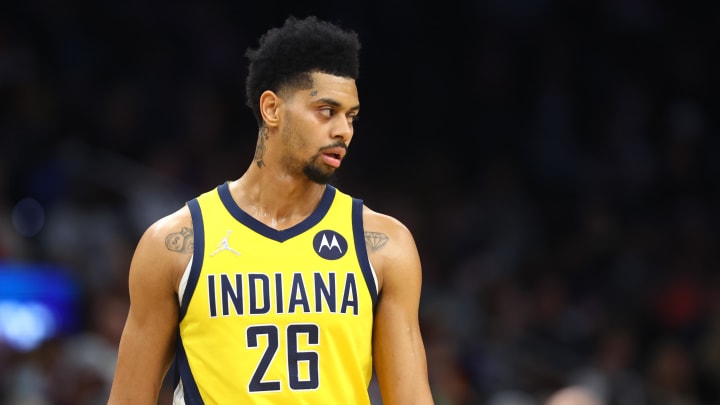 Jan 22, 2022; Phoenix, Arizona, USA; Indiana Pacers guard Jeremy Lamb (26) against the Phoenix Suns at Footprint Center. Mandatory Credit: Mark J. Rebilas-USA TODAY Sports