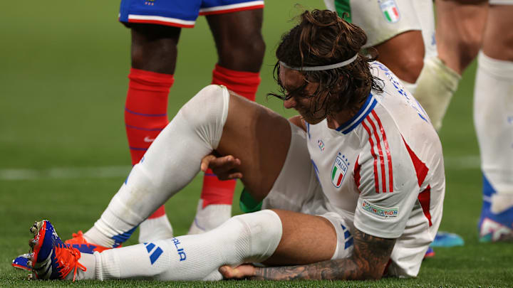 Riccardo Calafiori was forced off in Italy's 3-1 win over France