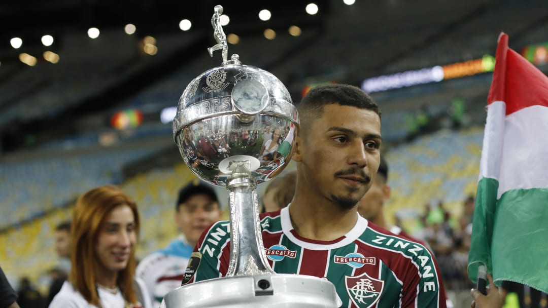 Andre holding the Copa Libertadores, the South American version of the Champions League, after they beat Boca Juniors in the 2023 final 