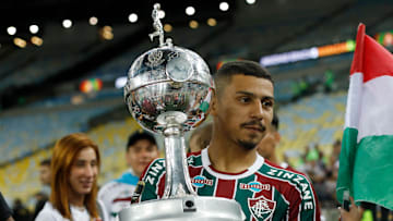 Andre holding the Copa Libertadores, the South American version of the Champions League, after they beat Boca Juniors in the 2023 final 