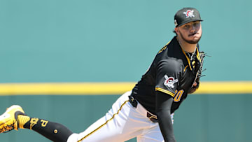 Mar 11, 2025; Bradenton, Florida, USA;  Pittsburgh Pirates starting pitcher Paul Skenes (30) throws a pitch during the third inning against the New York Yankees at LECOM Park. Mandatory Credit: Kim Klement Neitzel-Imagn Images