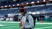 Oklahoma State's Ollie Gordon II (0) walks on the field before the Big 12 Football Championship game