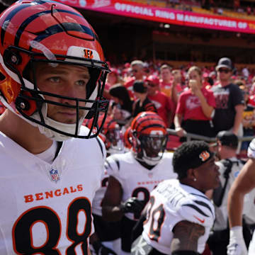 The Cincinnati Bengals prepare to take the field against the Kansas City Chiefs, Sunday, Aug. 15, 2024.